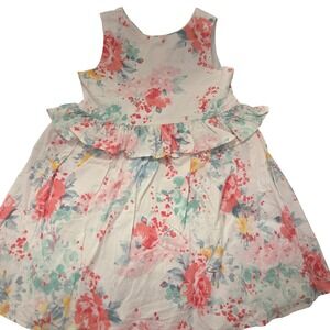 Mini Club All Dressed Up Kids Floral Ruffle Peplum Sleeveless Dress White 3-4Y